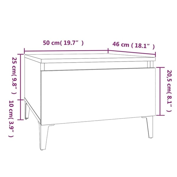 vidaXL Sidebord brun eik 50x46x35 cm konstruert tre