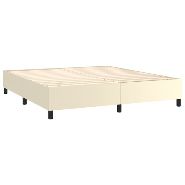 vidaXL kontinentalseng med madras 180x200 cm kunstlæder cremefarvet