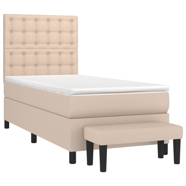 vidaXL kontinentalseng 100x200 cm kunstlæder cappuccinofarvet
