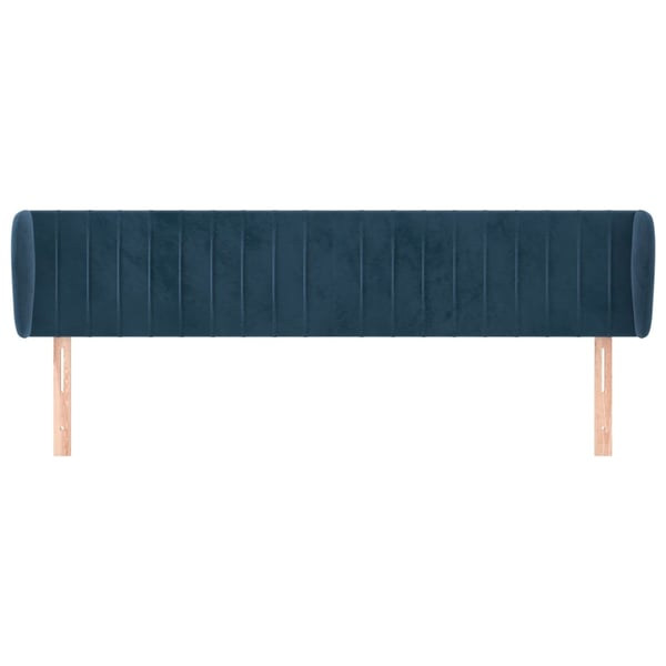 vidaXL sengegavl med kanter 203x23x78/88 cm fløjl mørkeblå