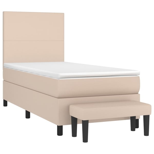 vidaXL kontinentalseng 100x200 cm kunstlæder cappuccinofarvet