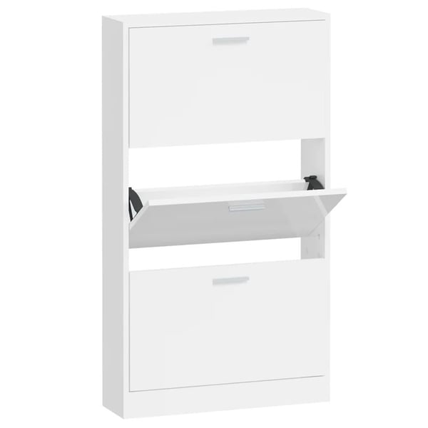 vidaXL Skoskap høyglans hvit 59x17x108 cm konstruert tre