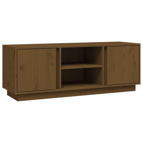 vidaXL tv-bord 110x35x40,5 cm massivt fyrretræ gyldenbrun