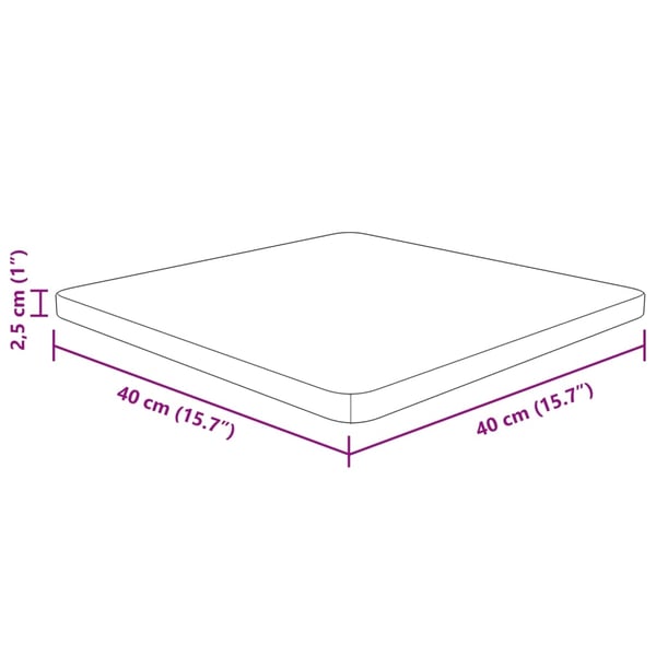 vidaXL Firkantet bordplate 40x40x2,5 cm ubehandlet heltre eik