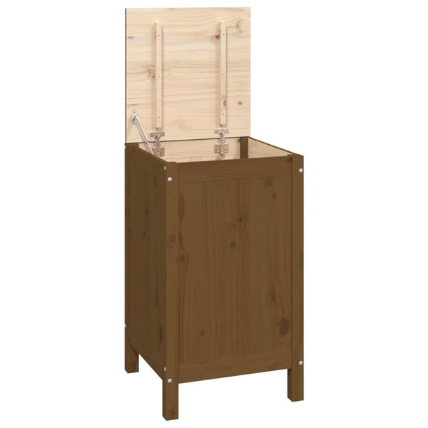 vidaXL vasketøjskurv 44x44x76 cm massivt fyrretræ gyldenbrun