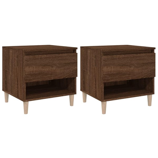 vidaXL sengeborde 2 stk. 50x46x50 cm konstrueret træ brunt egetræ