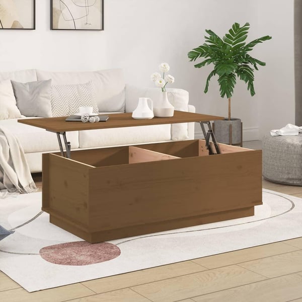 vidaXL sofabord 100x50x35 cm massivt fyrretræ gyldenbrun