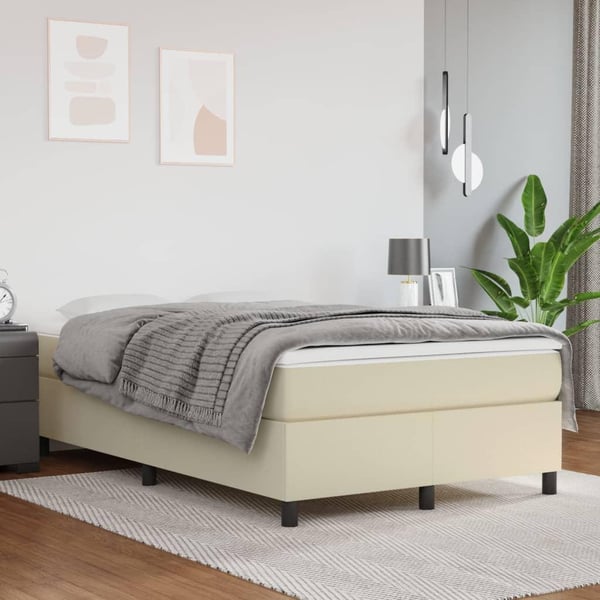 vidaXL kontinentalseng 120x200 cm kunstlæder cremefarvet