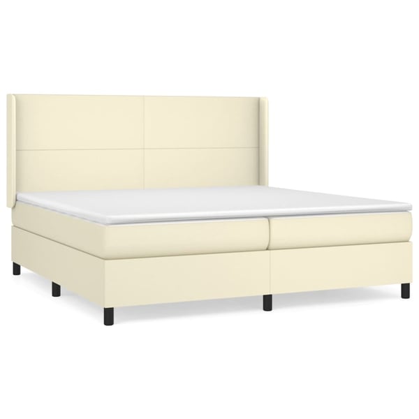 vidaXL kontinentalseng med madras 200x200 cm kunstlæder cremefarvet
