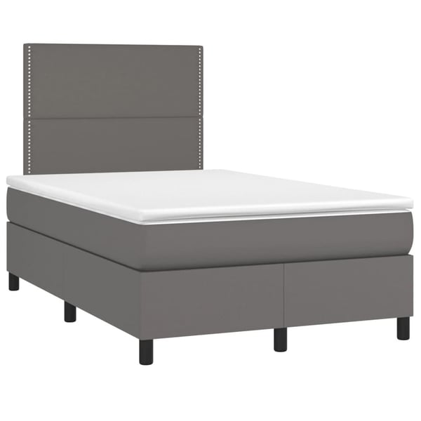 vidaXL Ramsäng med madrass grå 120x200 cm konstläder