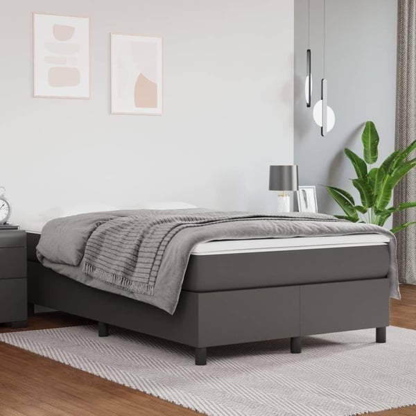 vidaXL Boxspring sengeramme 120x200 cm kunstlæder grå
