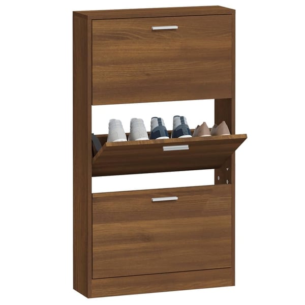 vidaXL Skoskap brun eik 59x17x108 cm konstruert tre
