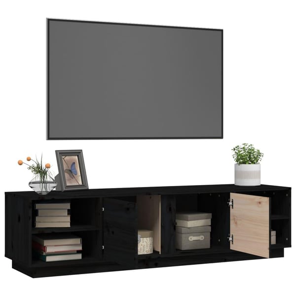 vidaXL tv-bord 156x40x40 cm massivt fyrretræ sort