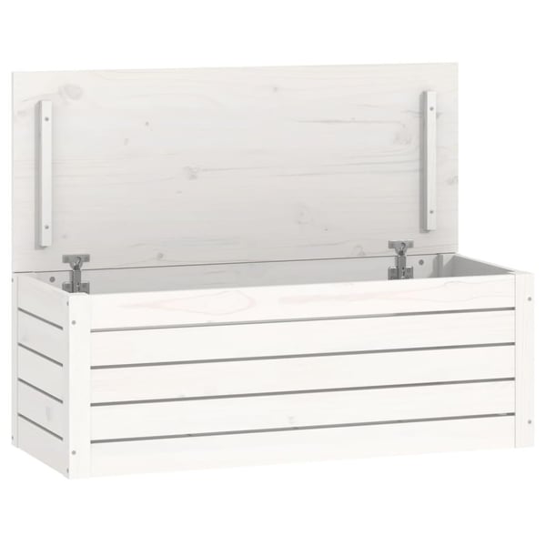 vidaXL opbevaringskasse 89x36,5x33 cm massivt fyrretræ hvid