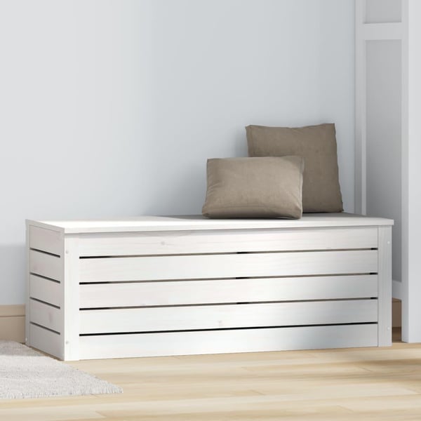 vidaXL opbevaringskasse 89x36,5x33 cm massivt fyrretræ hvid