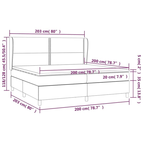 vidaXL kontinentalseng med madras 200x200 cm kunstlæder grå