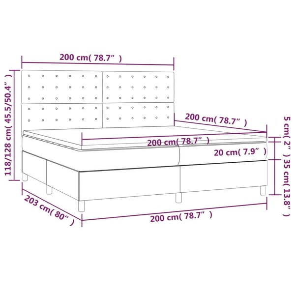 vidaXL kontinentalseng med madras 200x200 cm kunstlæder cremefarvet
