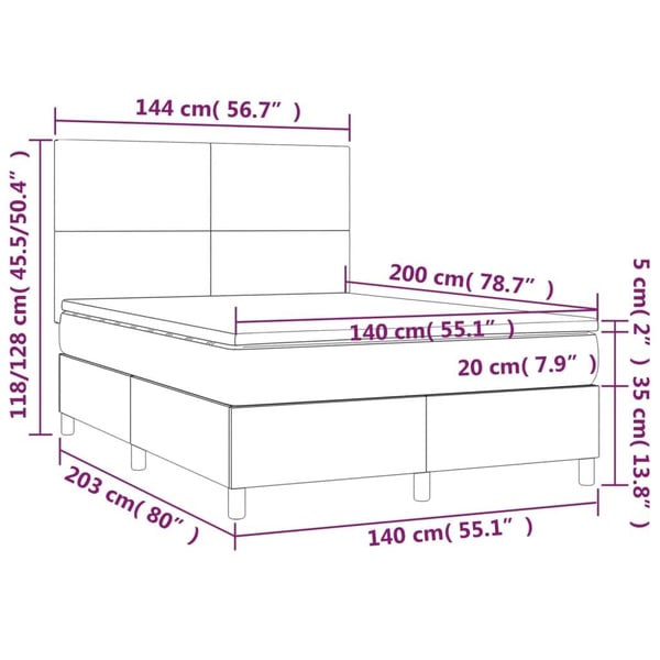 vidaXL kontinentalseng med madras 140x200 cm kunstlæder cremefarvet