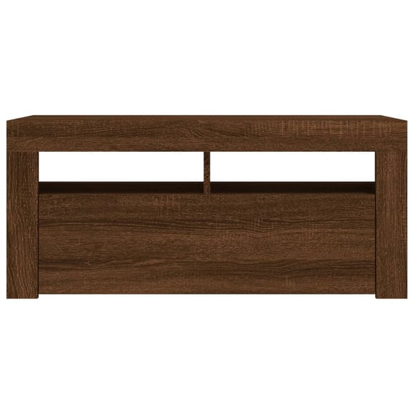 vidaXL tv-bord med LED-lys 90x35x40 cm brun egetræsfarve