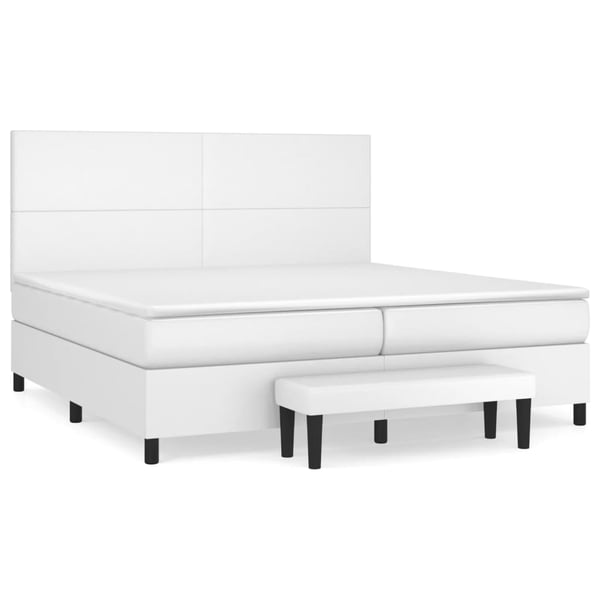 vidaXL kontinentalseng med madras 200x200 cm kunstlæder hvid