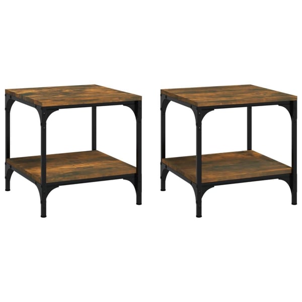 vidaXL Sidebord 2 stk røkt eik 40x40x40 cm konstruert tre