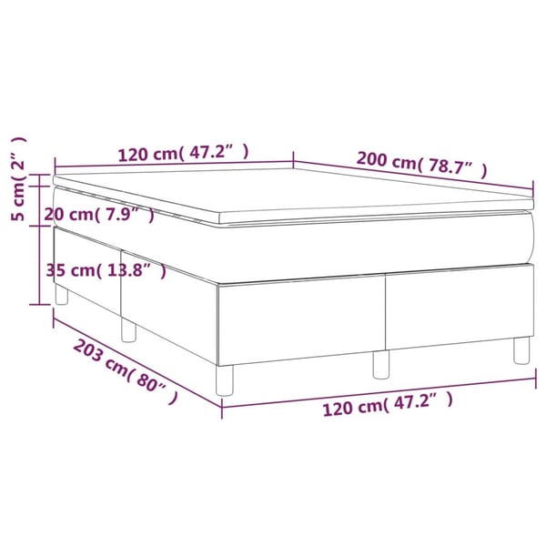 vidaXL kontinentalseng 120x200 cm kunstlæder grå