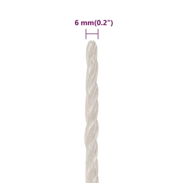 vidaXL Työköysi valkoinen 6 mm 250 m polypropeeni