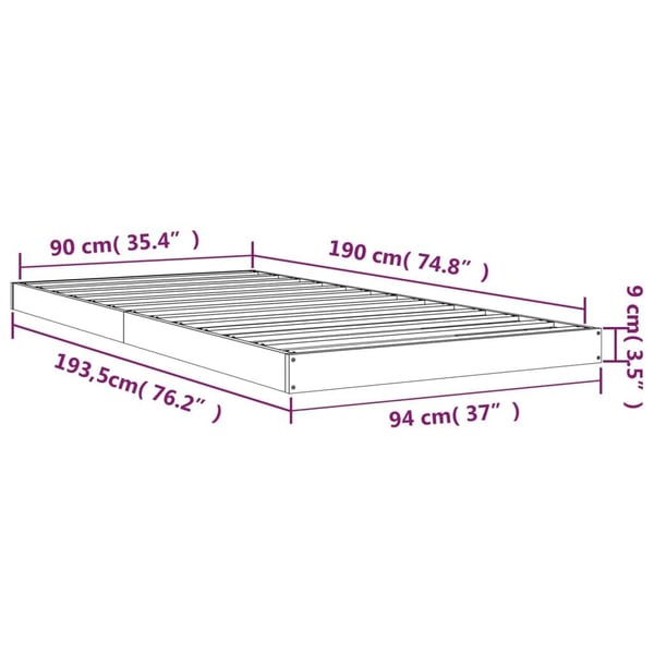 vidaXL Sengeramme hvit 90x190 cm heltre furu