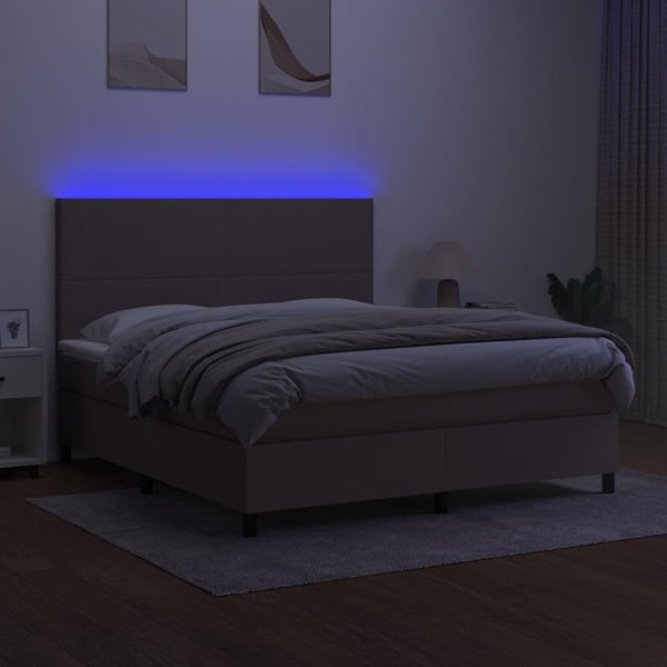 vidaXL kontinentalseng med LED-lys 160x200 cm stof gråbrun