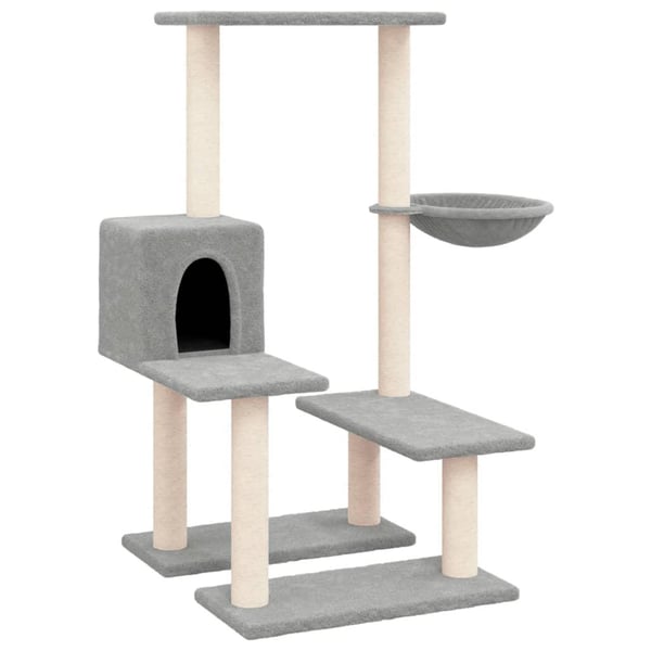 vidaXL Kattetre med klorestolper i sisal lysegrå 94,5 cm