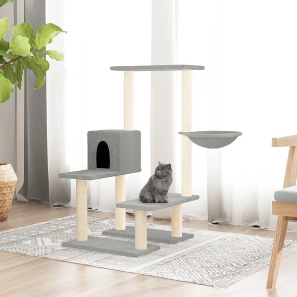 vidaXL kradsetræ med sisalstolper 94,5 cm lysegrå