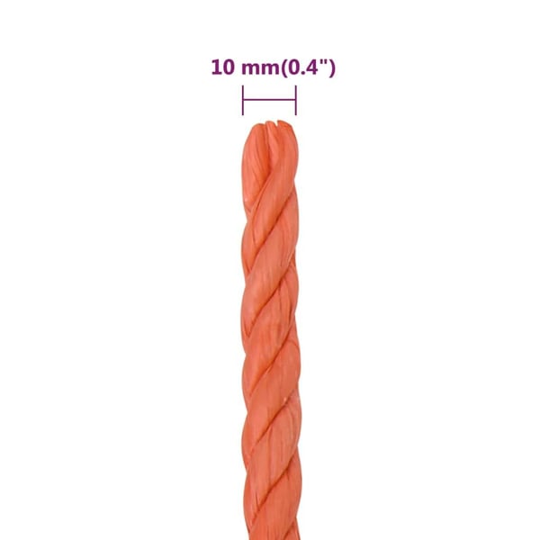 vidaXL Työköysi oranssi 10 mm 50 m polypropeeni