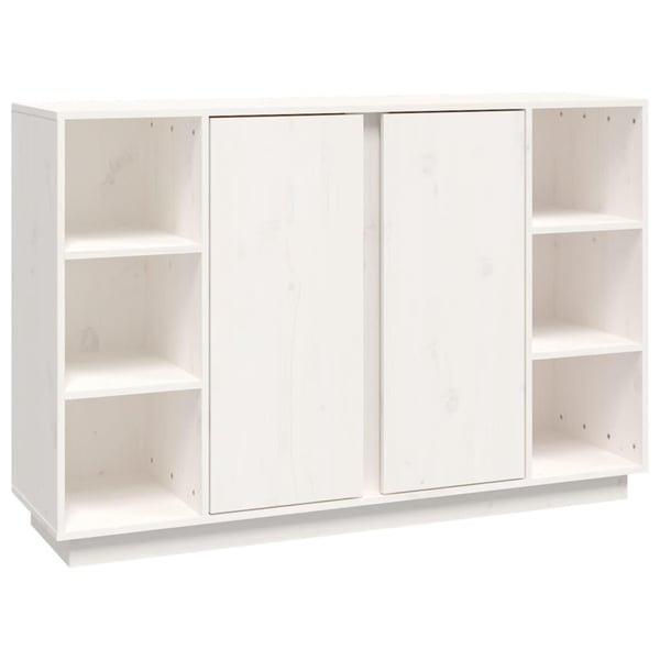 vidaXL skænk 120x35x80 cm massivt fyrretræ hvid