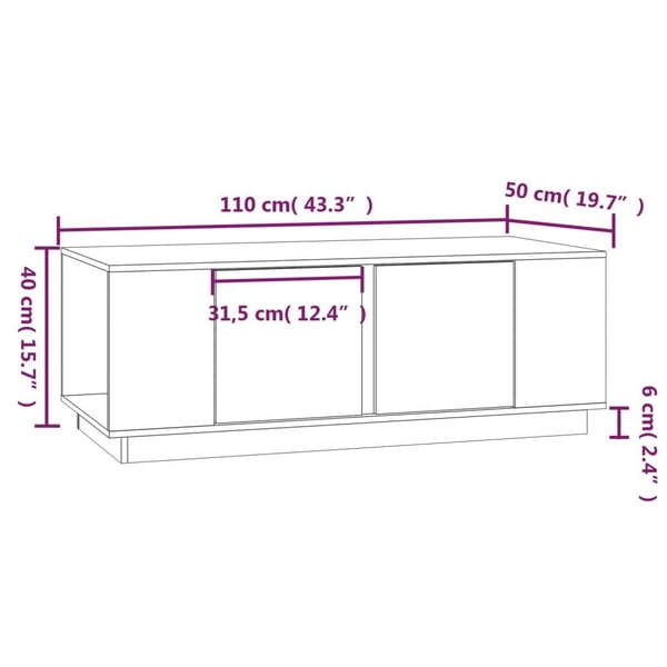 vidaXL sofabord 110x50x40 cm massivt fyrretræ hvid