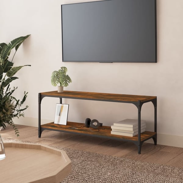 vidaXL TV-benk røkt eik 100x33x41 cm konstruert tre og stål