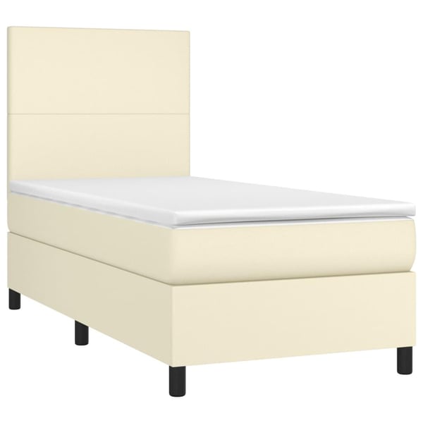vidaXL kontinentalseng med madras 100x200 cm kunstlæder cremefarvet
