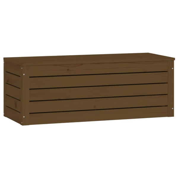 vidaXL opbevaringskasse 89x36,5x33 cm massivt fyrretræ gyldenbrun