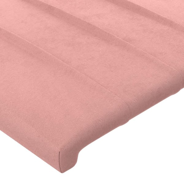vidaXL sengegavl med kanter 83x16x78/88 cm fløjl lyserød