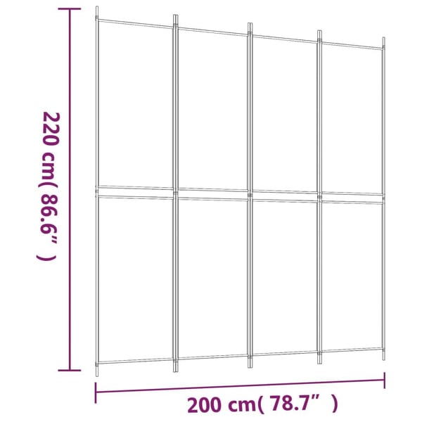 vidaXL Rumsavdelare 4 paneler brun 200x220 cm tyg