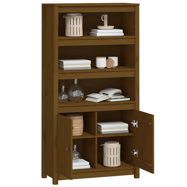 vidaXL skab 80x35x154 cm massivt fyrretræ gyldenbrun