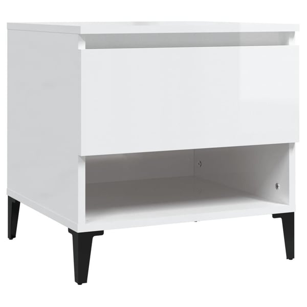 vidaXL sidebord 50x46x50 cm konstrueret træ hvid højglans