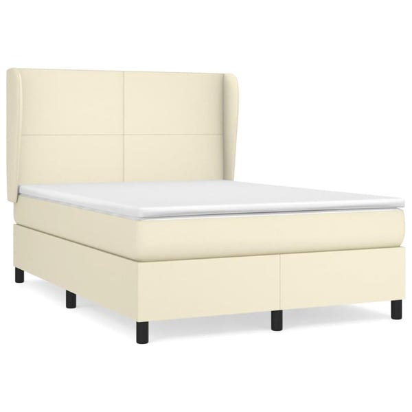 vidaXL kontinentalseng med madras 140x190 cm kunstlæder cremefarvet