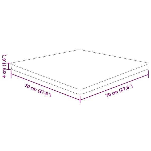 vidaXL Firkantet bordplate lysebrun 70x70x4 cm behandlet heltre eik