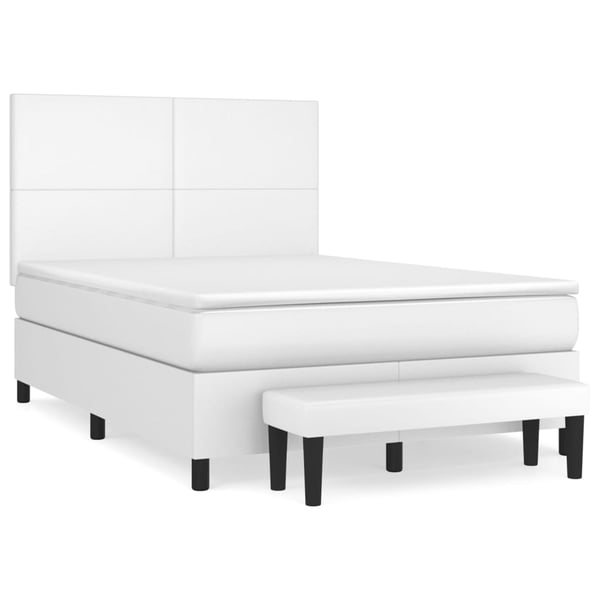 vidaXL kontinentalseng med madras 140x190 cm kunstlæder hvid