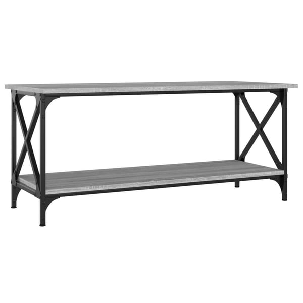 vidaXL Sohvapöytä harmaa Sonoma 100x45x45 cm tekninen puu ja rauta