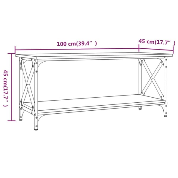 vidaXL sofabord 100x45x45 cm konstrueret træ og jern grå sonoma-eg