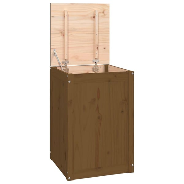 vidaXL vasketøjskurv 44x44x66 cm massivt fyrretræ gyldenbrun