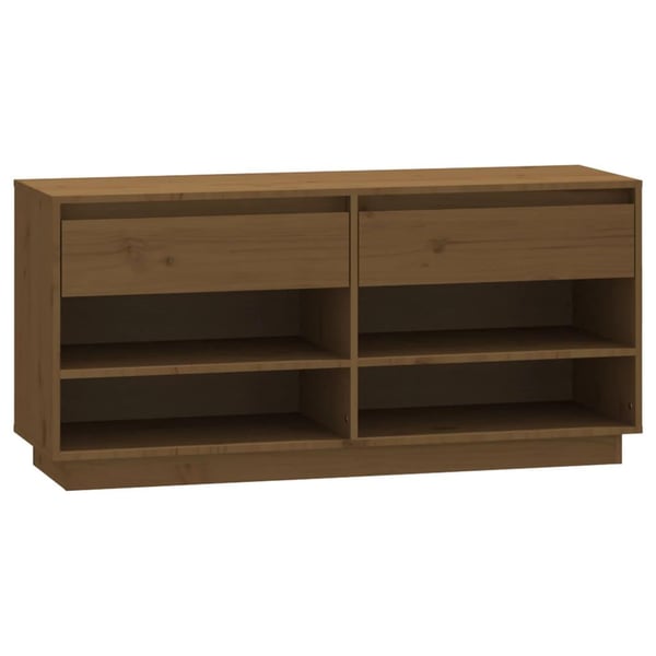 vidaXL skoreol 110x34x52 cm massivt fyrretræ gyldenbrun