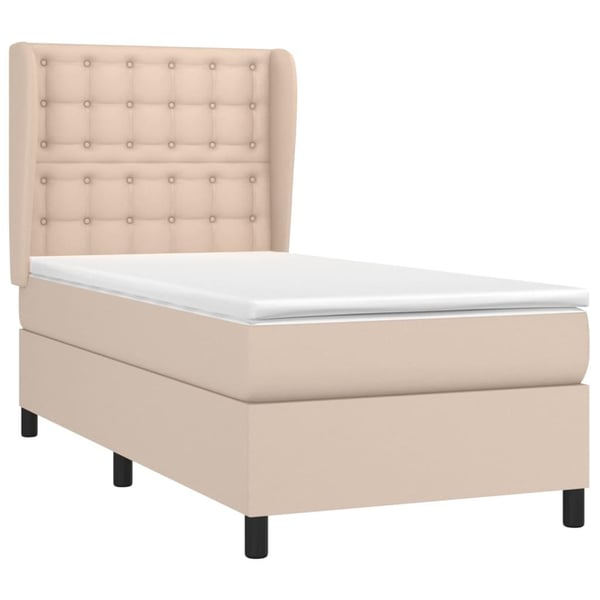 vidaXL kontinentalseng 90x200 cm kunstlæder cappuccinofarvet
