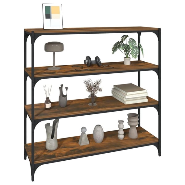 vidaXL bogreol 100x33x100 cm konstrueret træ og stål røget egetræ
